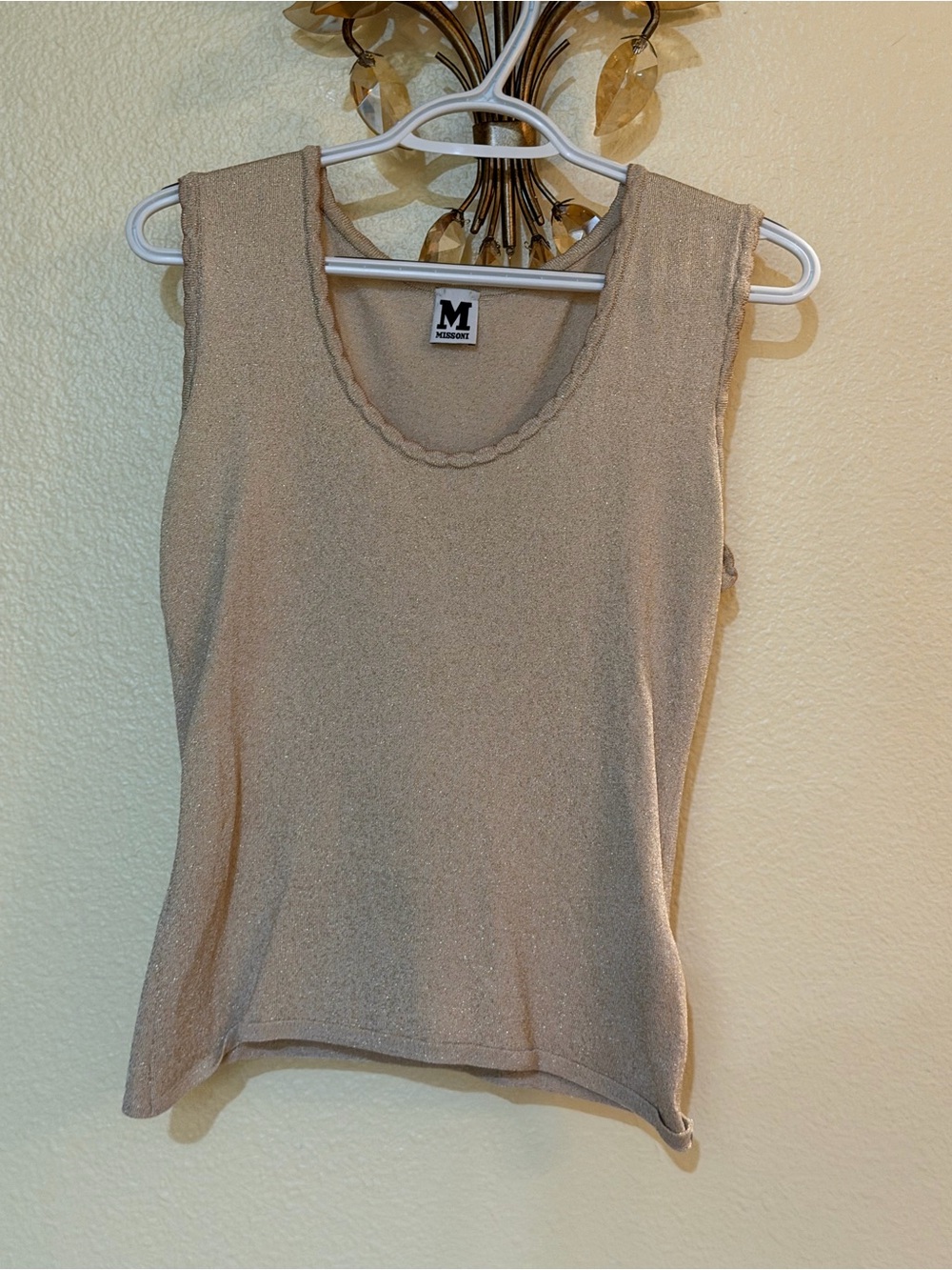 MISSONI Gold Metallic Sleeveless Tank Top